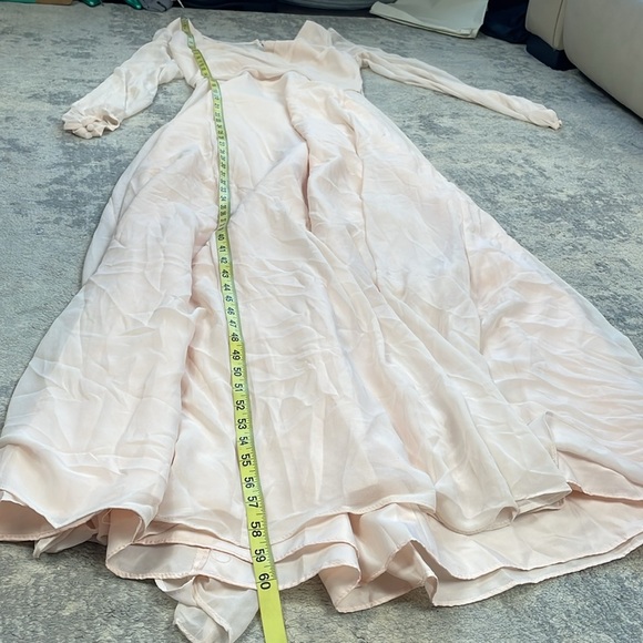 New Watters & Watters x BHLDN Nova Maxi Dress Ice Pink Chiffon Sz 10 - Picture 11 of 12